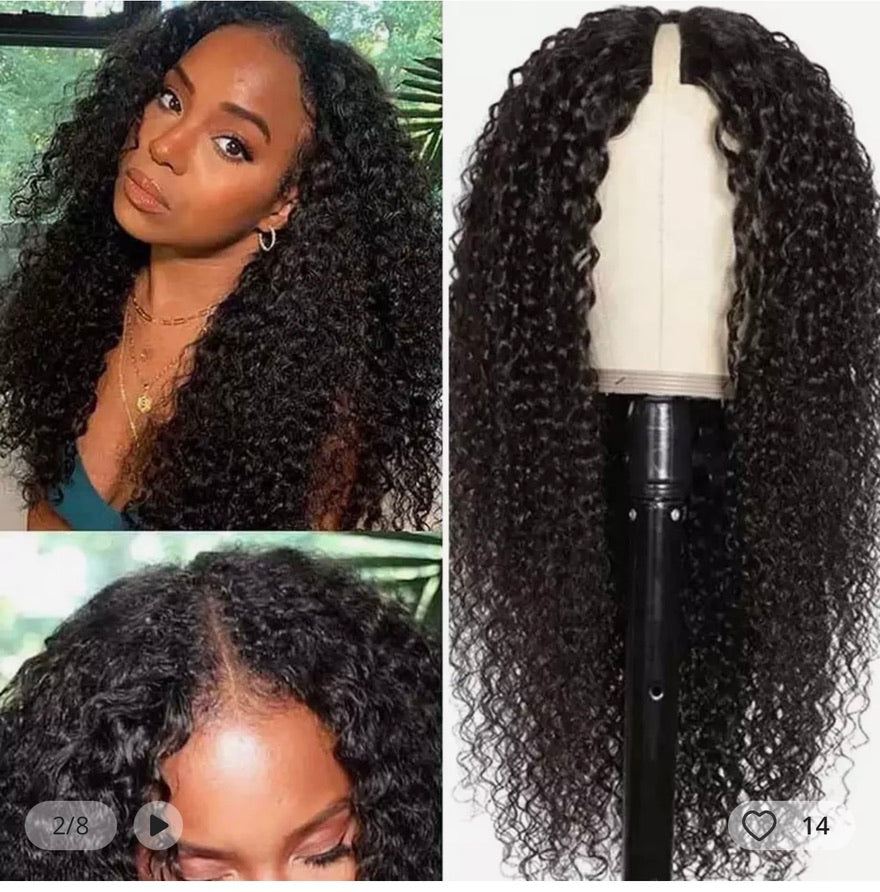 deep curly V shape human hair